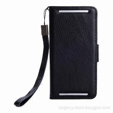 High quality pure color leather case for HTC one 2